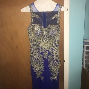 Blue Detailed Prom Dress
